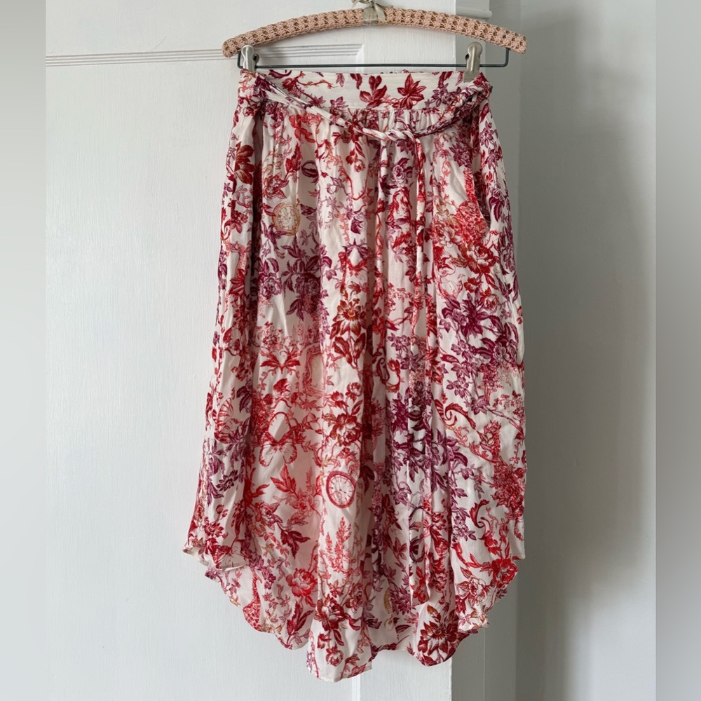 Maeve | red and white floral skirt